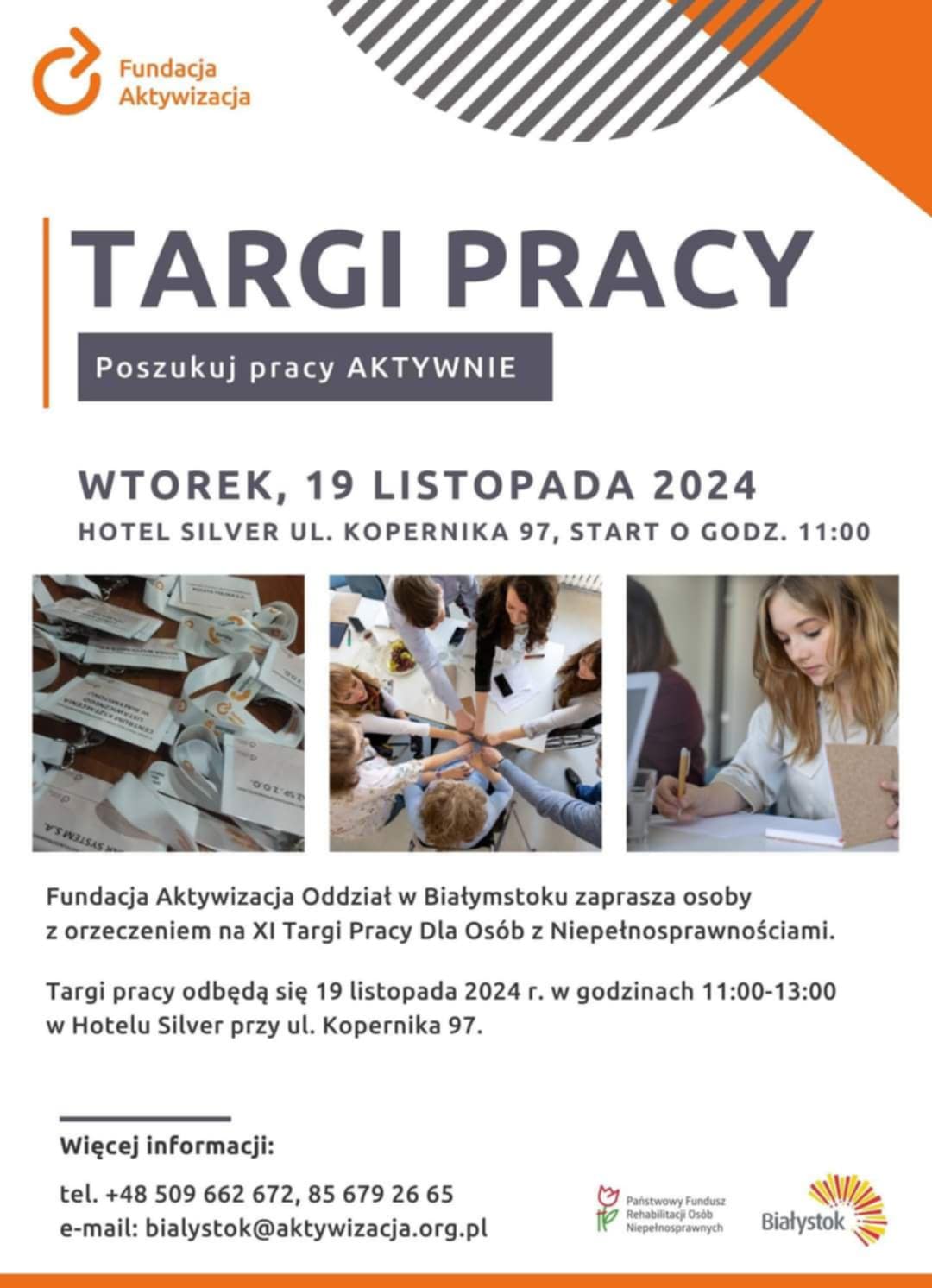 Plakat promujący Targi Pracy dla Osób z Niepełnosprawnościami w dniu 19.11.2024