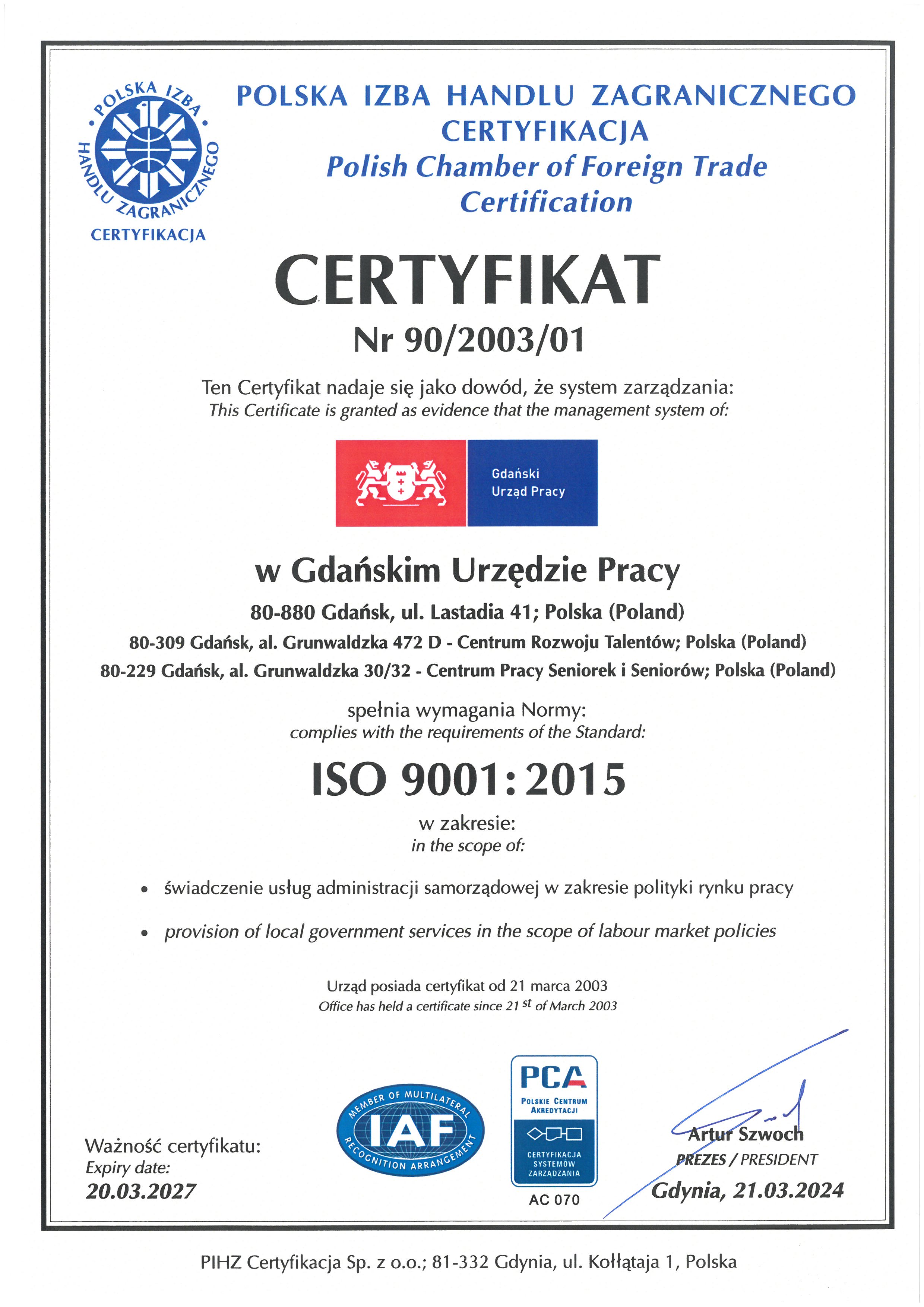 ISO 9001 - 2024-2027