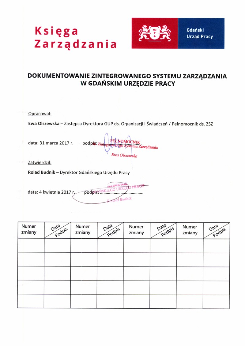 Na zdjęciu strona tytułowa dokumentu Księga Zarządzania