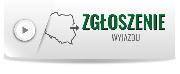 Na zdjęciu widoczny jest szary przycisk a na nim graficzny symbol mapy polski ze strzałkami skierowanymi na wschód oraz napis zgłoszenie wyjazdu