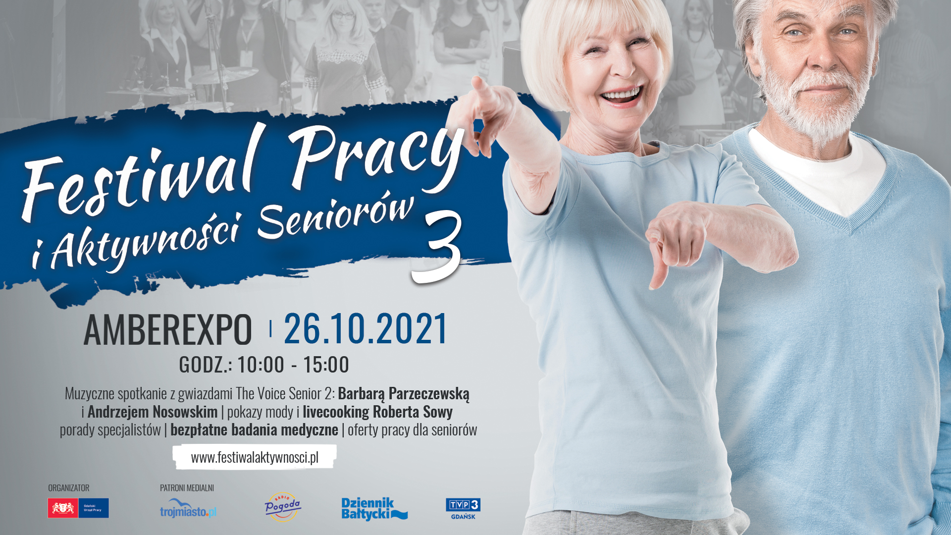 Baner promujący Festiwal Pracy Aktywności Seniorów