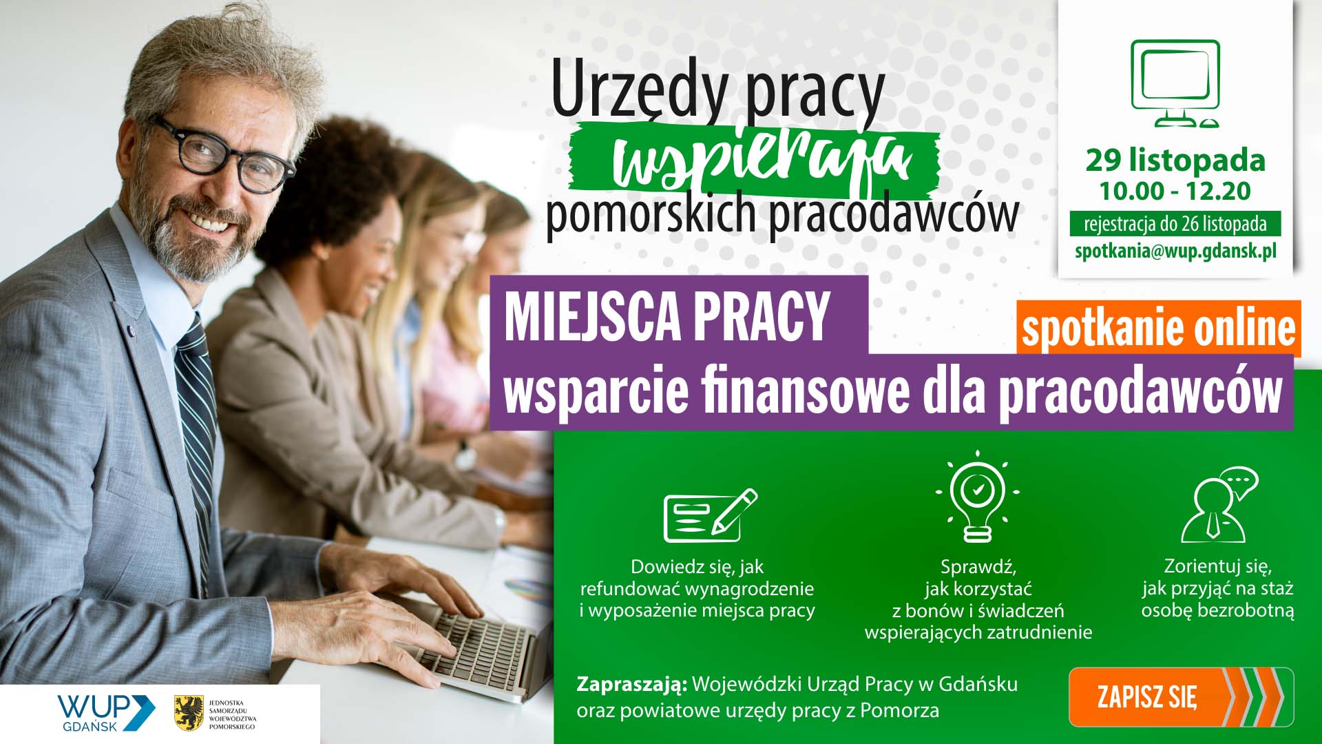 Baner promujący spotkanie pracodawców z doradcami WUP Gdańsk
