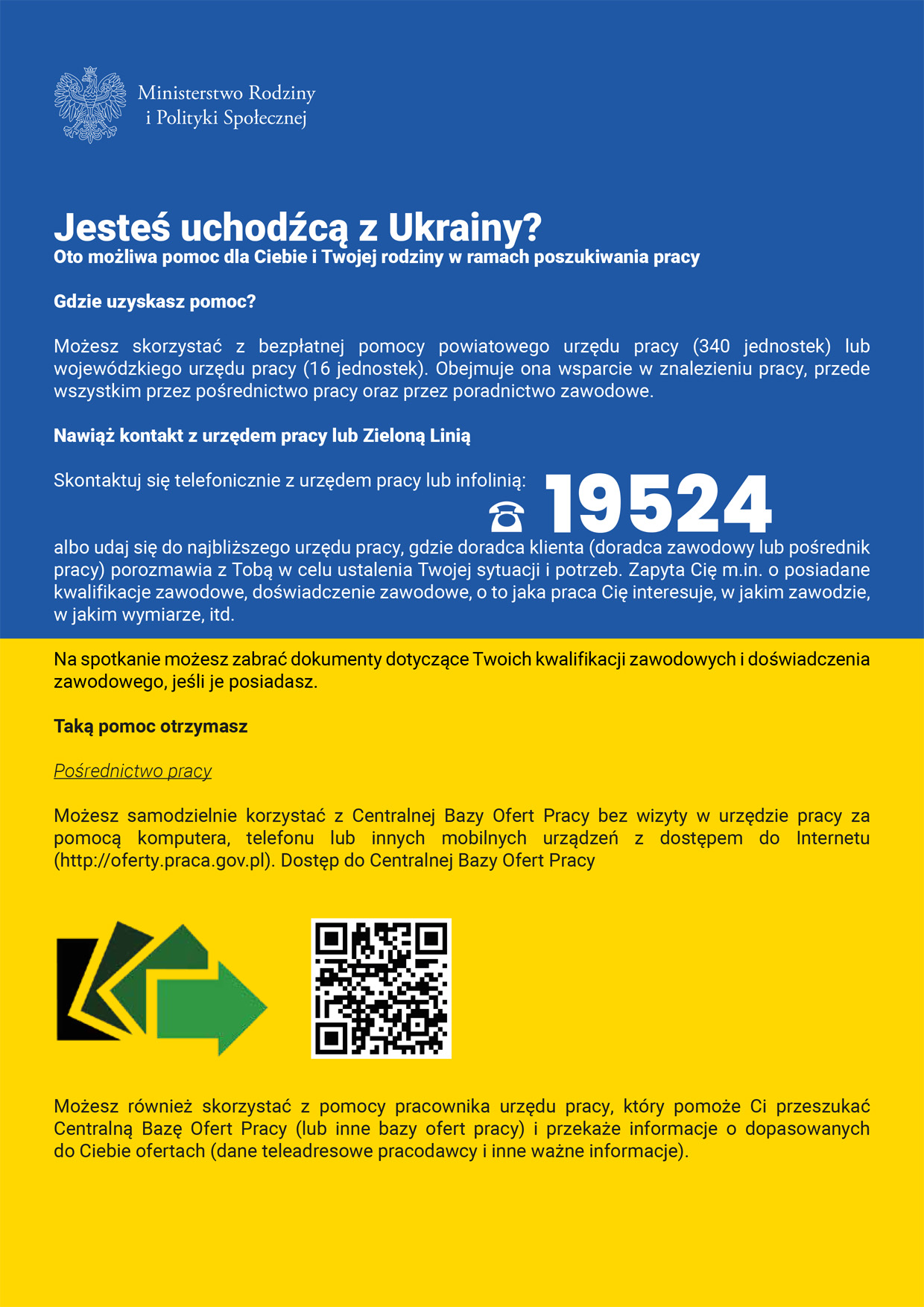 Ulotka dla uchodźców z Ukrainy