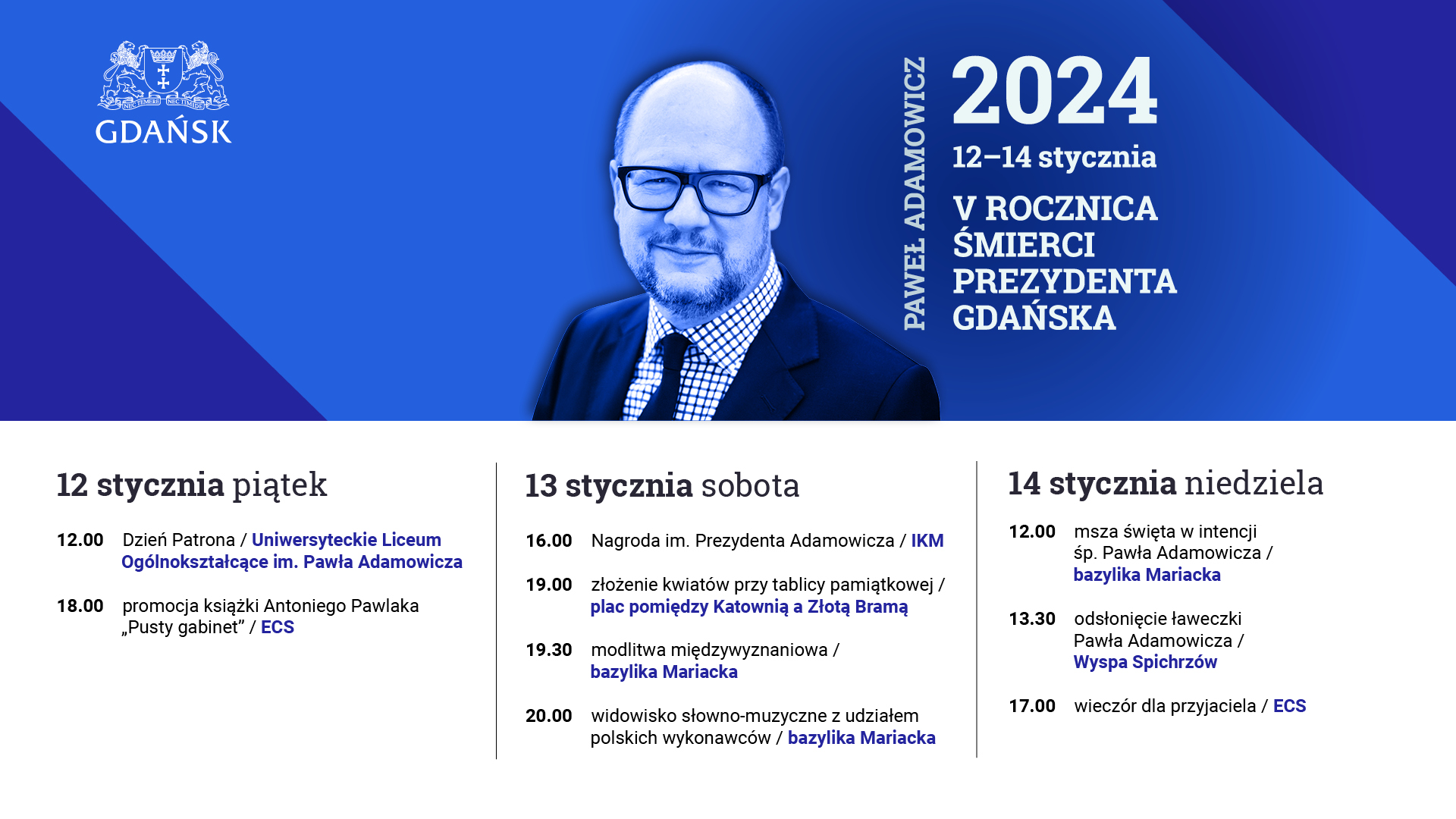 baner P. Adamowicz - 5 rocznica śmierci