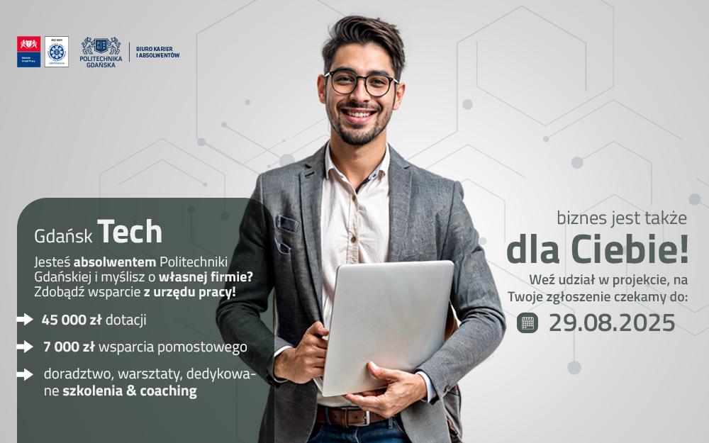 Baner promujący wydarzenie - nabór do programu Gdańsk Tech